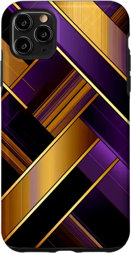 Vista 13 de Púrpura Negro Oro Plaid Patrón A Cuadros Amantes Caso Para iPhone 16