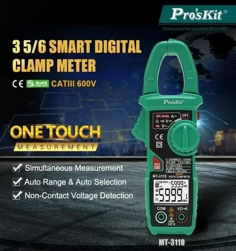 Vista 2 de Proskit MT-3110 Medidor de abrazadera digital de alta precisión Multímetro digital amperímetro AC y DC medidor universal
