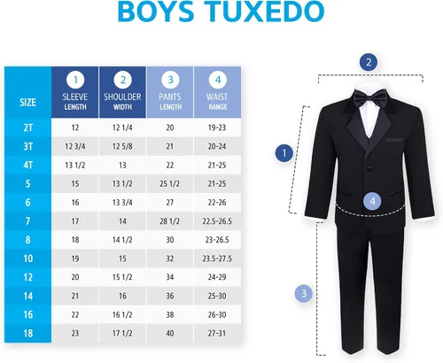 Vista 5 de Conjunto de esmoquin de 5 piezas para niños, incluye chaqueta formal, pantalones, camisa, chaleco y pajarita, color negro, Negro
