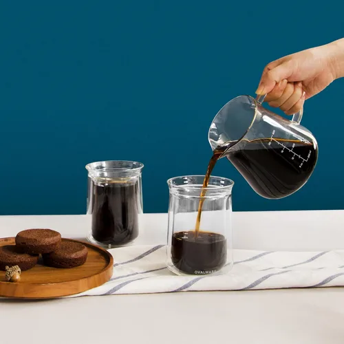 Vista 7 de Glass Range - Servidor de café para verter sobre café y té, 20.3 fl oz/20oz Ovalware apto para microondas y resistente al calor, cuerpo de vidrio