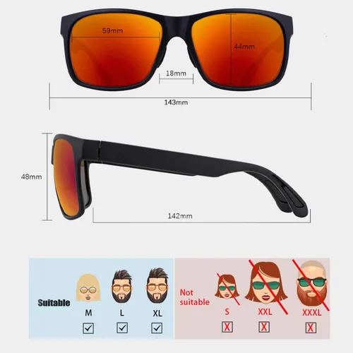 Vista 6 de MAXJULI Gafas de sol polarizadas para cabezas grandes, hombres y mujeres (FIT ML, no apto para XXL), ultra ligeras y delgadas 8105