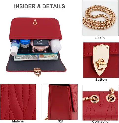 Vista 4 de PORT&LOTUS Bolsos pequeños de cuero de la PU para las mujeres, bolso pequeño de mano de las mujeres monederos bolso de hombro para las mujeres