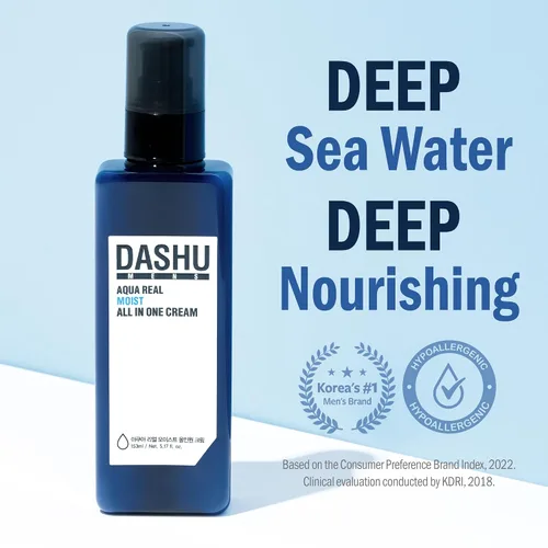 Vista 2 de DASHU Hidratante para hombres 5.17 oz – Crema facial Aqua todo en uno, antiarrugas y loción facial hidratante mineral oceánica, hidratante facial