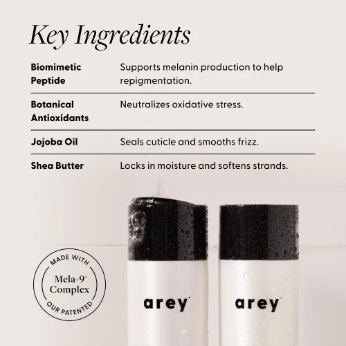 Vista 5 de Arey Shower Duo Juego de champú y acondicionador para lavado diario Retrasa + reduce los signos del envejecimiento del cabello gris Retiene