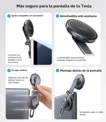 Vista 5 de Wigoo Para Tesla Model 3/Y/YL/X/S Soporte de teléfono, estilo OEM, imán más
