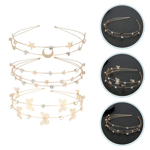 Vista 9 de Beaupretty 3 diademas de fiesta de diamantes de imitación de metal para niñas, damas de honor, novia, diamantes de imitación y diademas decorativas