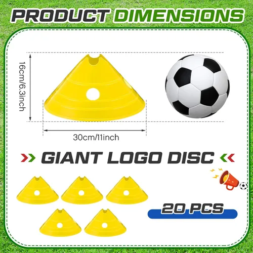 Vista 2 de Conos de disco jumbo Conos de fútbol jumbo con bolsa de malla Gran agilidad para entrenamiento de fútbol Deportes para adultos Amarillo