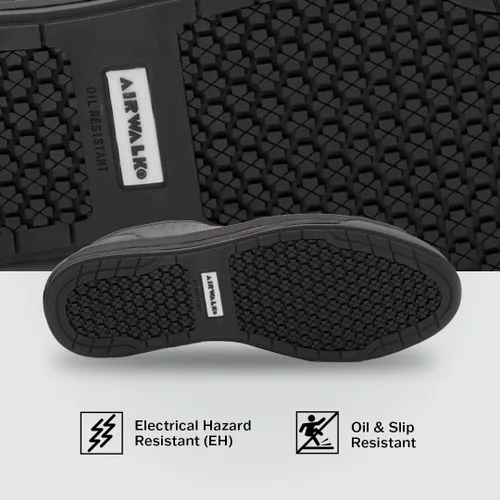 Vista 4 de Airwalk Arena Low Top Composite Toe - Zapatos de trabajo industriales para hombre, negroblanco, talla 9, medianos, cómodos y ligeros para hombres