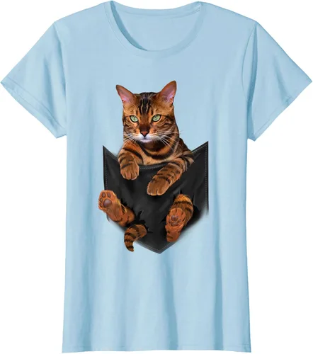Vista 22 de Camiseta de bolsillo con estampado de tigre y gato Negro