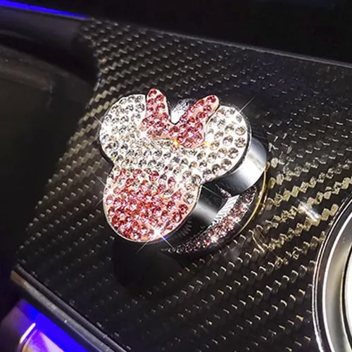 Vista 10 de Pangpai Accesorios Lindos de Cubierta de Botón de Arranque, Cubierta de Botón de Arranque de Motor de Cristal Brillante, Adhesivo Interior de Negro