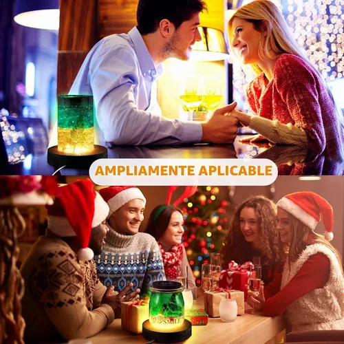 Vista 6 de 2 piezas de base de luz LED de madera, base de exhibición LED para arte de vidrio, cristal, resina acrílica, 16 luces USB de colores con control