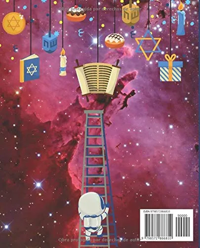 Vista 2 de Feliz Janucá Libro de bocetos y diario para niños Regalo perfecto para celebrar la festividad judía de Hanukkah Tema del espacio y los astronautas