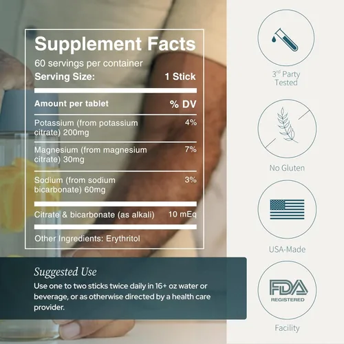 Vista 9 de 10mEq Potenciador de agua y bebidas para la salud renal Citrato y electrolitos para protección renal Apoyo basado en la ciencia más allá