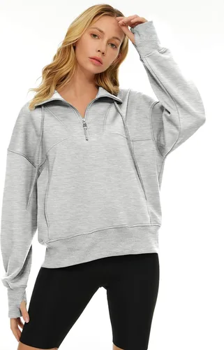 Vista 2 de AUTOMET Sudaderas de gran tamaño con capucha de forro polar para mujer, camisas de manga larga, ropa de otoño con bolsillo