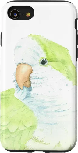 Vista 18 de iPhone 12 Pro Max monje perico quaker acuarela loro retrato caso