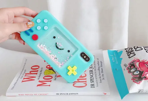Vista 4 de UnnFiko - Funda Squishy 3D estilo dibujos animados compatible con iPhone 6 / iPhone 6s, diseño de estrellas líquidas creativas, divertida, blanda