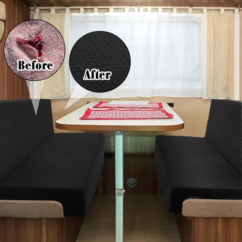Vista 5 de Buryeah 4 piezas de fundas para cojines de comedor de RV Set de fundas para asientos de sofá, protector de muebles para autocaravana, 2 respaldos