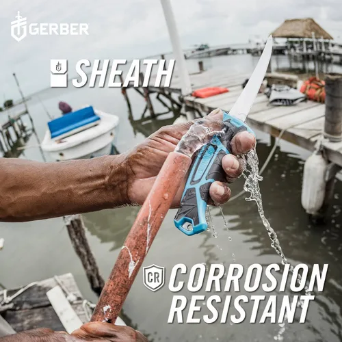 Vista 3 de Gerber Controlador de engranajes, cuchillo de filete de agua salada para pesca, cuchillo de pesca resistente, equipo de pesca premium, 6 pulgadas