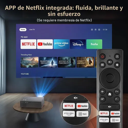 Vista 3 de Proyector 4K con WiFi y Bluetooth, enfoque automático AI de 1500 ANSI y 6D Keystone Dolby Audio HDR10+, proyector inteligente KOGATA