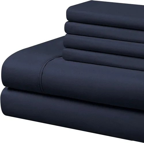 Vista 11 de Home Basics - Juego de sábanas de microfibra cepillada ultra suave de 4 piezas de 2.36 oz/m², hipoalergénico, individual, aguamarina