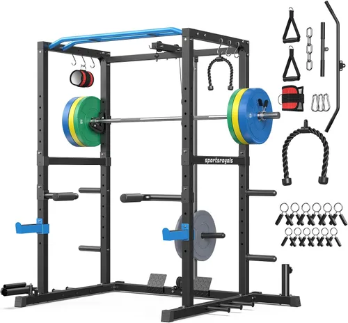 Vista 24 de Sportsroyals Jaula de Potencia, Rack de Potencia Multifuncional de 1600 libras con Sistema de Cruce de Cable Ajustable y Más Accesorios