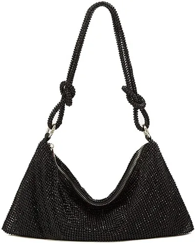 Vista 2 de UMREN Bolsos Hobo con diamantes de imitación para mujer, elegante bolso de noche de cristal brillante para fiesta, club, boda
