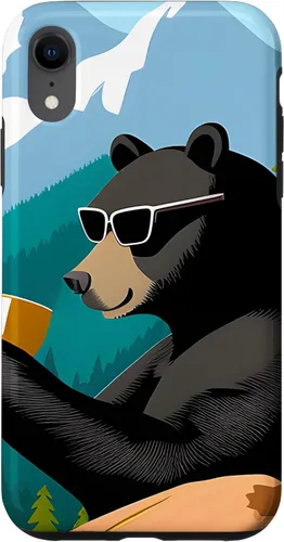 Vista 24 de iPhone 16 Bear Enjoying A Coffee Case