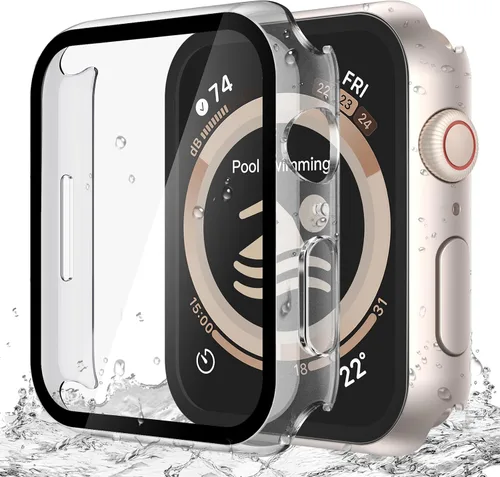 Vista 14 de Misxi Paquete de 2 fundas impermeables con botón diseñadas para Apple Watch Series 3 Series 2 de 38mm, funda rígida de policarbonato anticaídas
