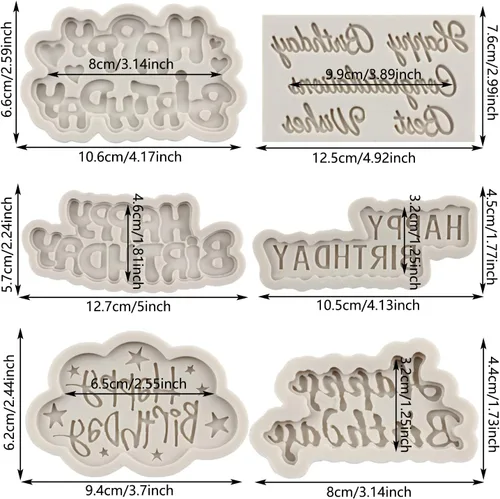Vista 2 de Moldes de silicona para cumpleaños con letras del alfabeto para fondant, moldes de chocolate para fiesta de cumpleaños, decoración de pasteles