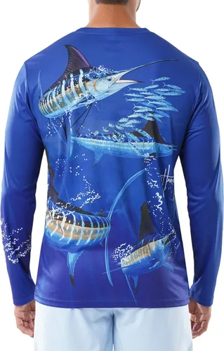 Vista 2 de Guy Harvey Camiseta de manga larga para hombre con protección solar UPF 30+