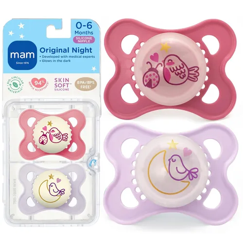 Vista 10 de MAM Chupetes Originales de Día y Noche, Chupete Binky de 0 a 6 Meses, Silicona Sin BPA, Brilla en la Oscuridad, Mejor para Bebés Recién Nacidos