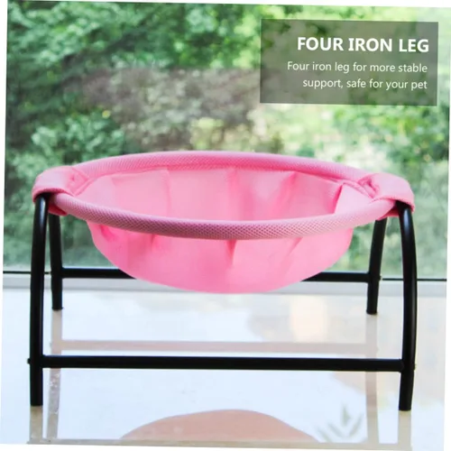Vista 4 de UKCOCO Hamaca elevada para gatos, elegante y duradera para mascotas para uso en interiores y exteriores, marco elegante para descansar y relajarse