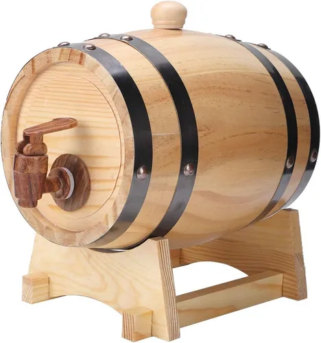 Vista 2 de Mini barril de vino de madera de pino para el hogar, equipo de elaboración de cerveza de madera para tequila, whisky, ron envejecimiento