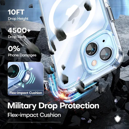 Vista 2 de TAURI Funda para iPhone 14, compatible con MagSafe, transparente A-Magnético Transparente