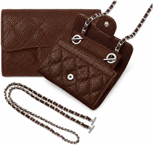 Vista 45 de Kit de conversión de tarjetero para inserto de billetera con solapa pequeña y correa de cadena, billetera pequeña clásica en cadena, kit convertidor