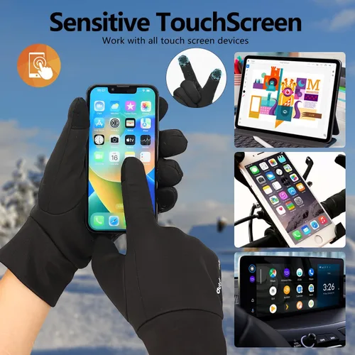 Vista 3 de outdoor plus Guantes de correr para hombres y mujeres, guantes térmicos para pantalla táctil, guantes de conducción para senderismo, ciclismo
