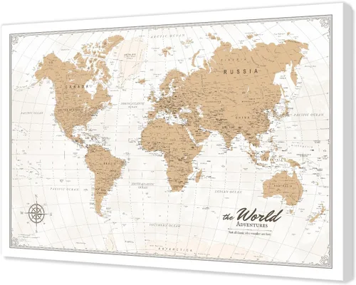 Vista 116 de IPIC - Lienzo con mapas de EE. UU. para decoración de pared, mapa con pin de empuje para marcar viajes, mapa de viaje impreso de EE. UU.