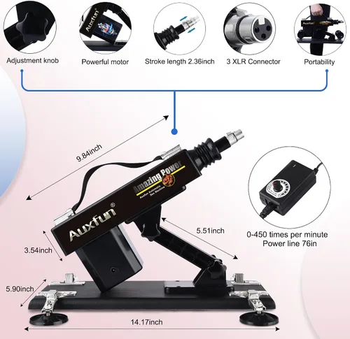 Vista 4 de Máquina sexual con ventosa, máquina de amor con consolador realista Negro