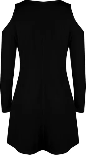 Vista 5 de UODSVP Womens Sundresses Casual Beach Casual Solid Color Fashion Slim Fit Round Neck Off Shoulder Long Sleeve Dress