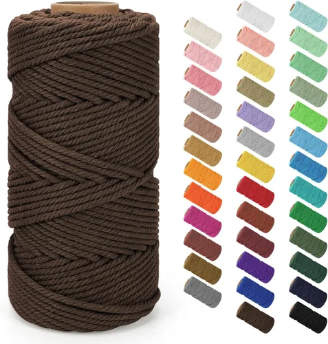 Vista 143 de Cuerda de macramé de 0.079 in x 220 yardas (656 pies), cuerda de algodón natural para colgar en la pared, ganchos de plantas, manualidades Verde