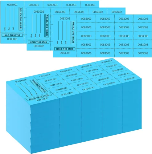 Vista 20 de Kosiz 1000 hojas 10 pujas Etiquetas de rifa para subastas chinas Fichas de rifa para recaudación de fondos Numeradas con nombre y número de teléfono