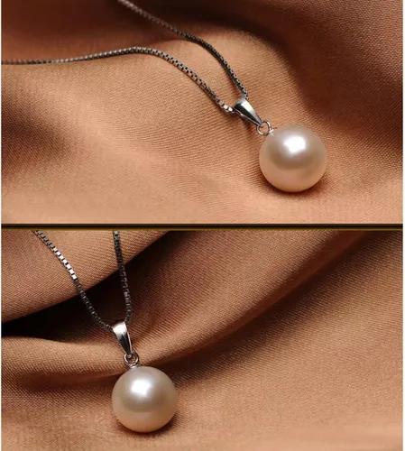 Vista 8 de Single Pearl Necklace for Women silver Black Pearl Necklace Pendant Dainty Pearl Drop Necklaces Jewelry Simple Pearl Pendant Necklace Birthday