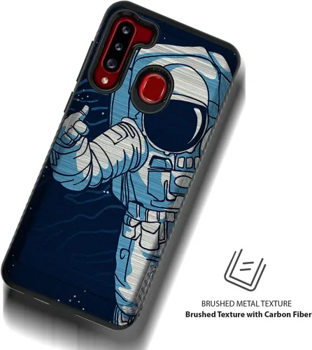 Vista 3 de CasesOnDeck - Carcasa resistente compatible con Samsung Galaxy A21 y A21 (armadura cepillada)