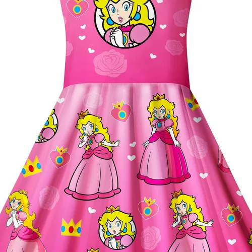 Vista 5 de FLUTTERII Toddler Girls Princess Dress Costume Kids Square Neck Casual Dress Game Movie Dress Up Home Party Play Wear