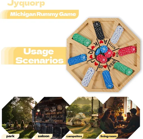 Vista 6 de Jyquorp Juego de mesa Michigan Rummy Juego de lujo SetPerfect Mezcla de un juego real de Hearts Rummy Poker Juego de apuestas y engaño de tablero