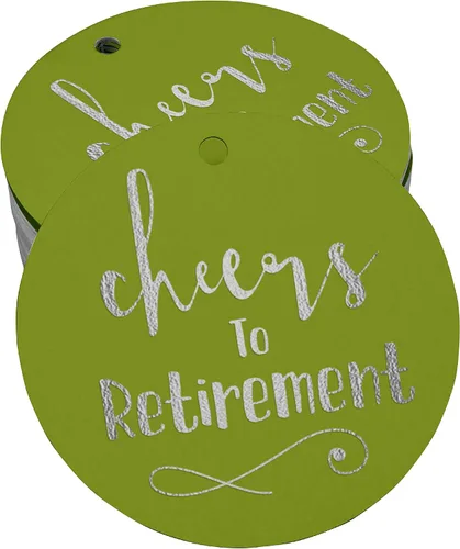 Vista 50 de Etiquetas de papel para colgar con texto en inglés "Cheers to Retirement Wall" (50 unidades)