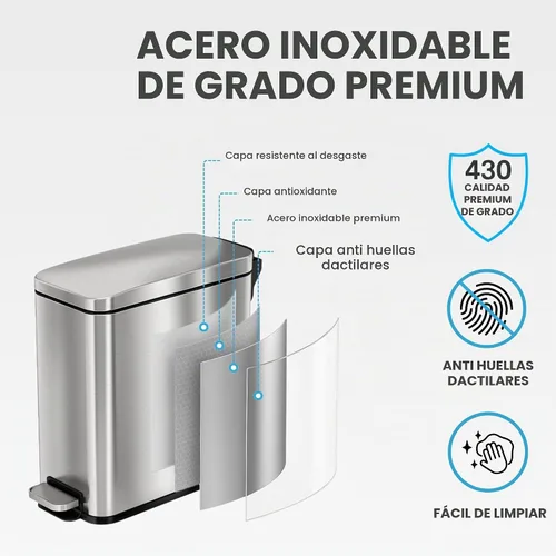 Vista 9 de iTouchless - Cubo de basura de 3 galones para baño con tapa y desodorante Plata cepillada