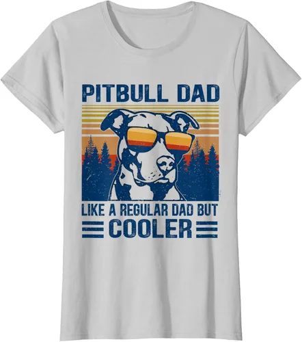 Vista 23 de Camiseta divertida retro de Pitbull Dad Like A Regular Dad But Cooler Gris Oscuro