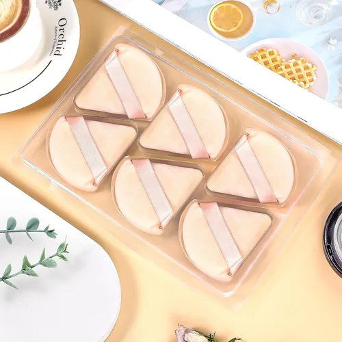 Vista 6 de 6 Piezas Borla de Polvo Triangular Esponja de Maquillaje Suave Borla de Maquillaje para Polvo Facial Base Cosmética Esponja Herramienta