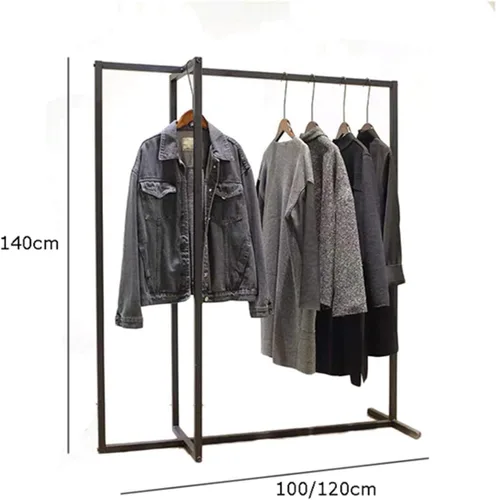 Vista 2 de Mlaea Perchero irregular, estante de tubo resistente con 2 rieles para colgar, tendedero de piso a techo para abrigos, pantalones, para tienda